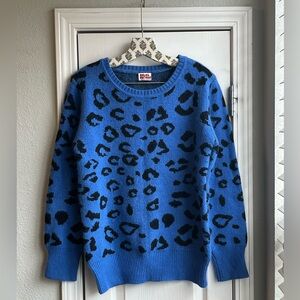 Chloë Sevigny for Opening Ceremony Blue Leopard Print Angora Sweater